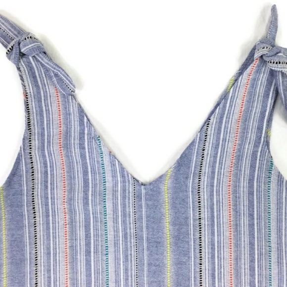 Copper Key Multicolor Stripe Cropped Shoulder Tie Tank Top Womens Large - Picture 5 of 13